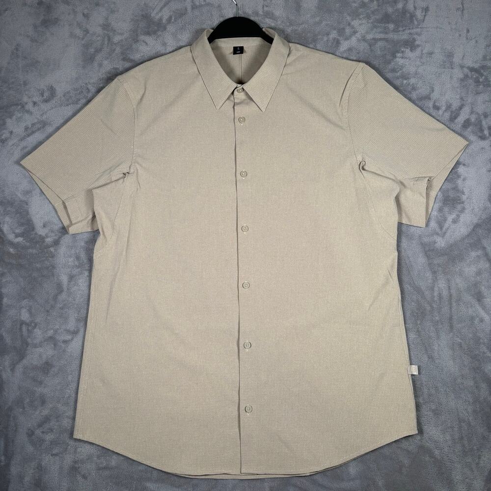 Lululemon Airing Easy Camp Collar Button Down Shirt Men’s XL Tan Short Sleeve